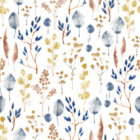 Watercolor seamless pattern, Christmas textile and wrapping paper decoration. Winter holiday decor. New Year illustration. Polygraphy decoration, textile and wrapping paper design.の写真素材