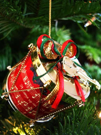 Christmas drum and violin decorationの写真素材