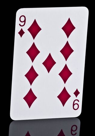 9 of diamonds playing Cardsの写真素材
