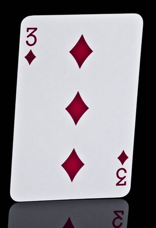 Three of diamonds playig cardの写真素材