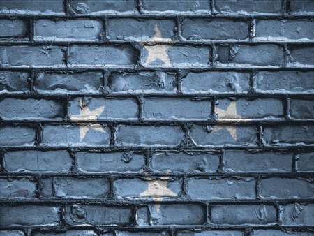 National Flag of Micronesia on a Brick Wallの写真素材