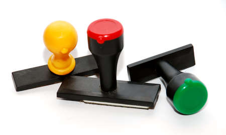 colours rubber stamp image on the white backgroundの写真素材