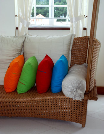 beautiful pillow on the wooden chair in the house