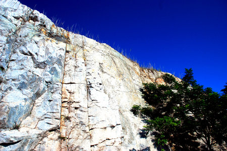 beautiful mountain image on the blue sky backgroundの写真素材