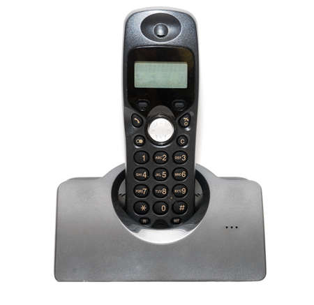 focus wireless phone on the white backgroundの写真素材