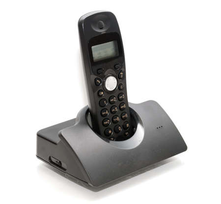 focus wireless phone on the white backgroundの写真素材