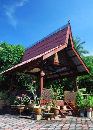 beautiful focus a traditional houseimage on the blue sky backgroundの写真素材