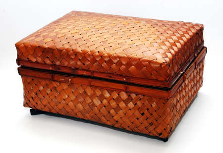 focus a bamboo basket image on the white backgroundの写真素材