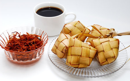 Ketupat served during Idul Fitri and Hari Raya Aidilfitri celebrationsの写真素材