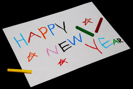 Children's drawing and pencils on the table の写真素材