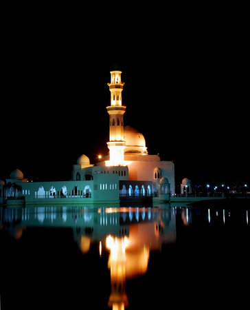 flouting mosque at nightの写真素材