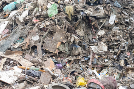 Waste foam, plastics, cloth from households that are hard to degrade and cannot be recycled L Pollution problems.の写真素材