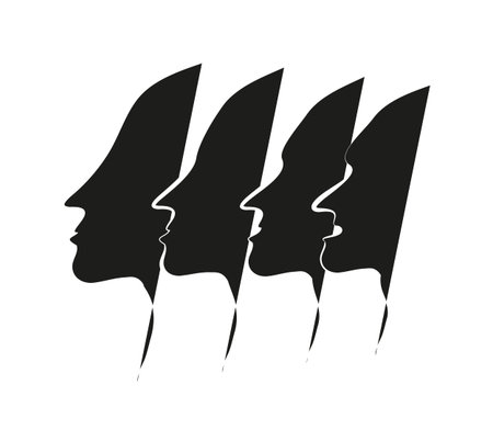 four men face silhouette.のイラスト素材