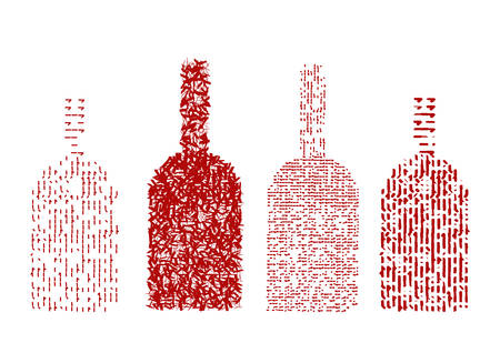 Four red wine bottles.のイラスト素材