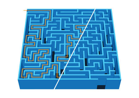 Labyrinth / Maze, itâs a vector illustration, maze game with solution suitable to use it for games book for kids, or print it for whatever you like.のイラスト素材