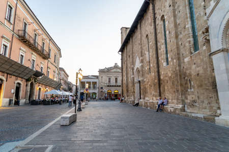 Atri, Teramo, Italy, August 2019: Old Town of Atri, Cathedral, Basilica of Santa Maria Assunta, national monument since 1899, Gothic architectureのeditorial素材