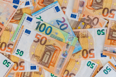 Many banknotes arranged on a plane. Money Background. Business concept.