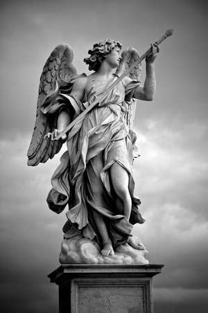 Bernini's marble statue of angel from the Sant'Angelo Bridge in Rome, Italy. Hight quality photoのeditorial素材