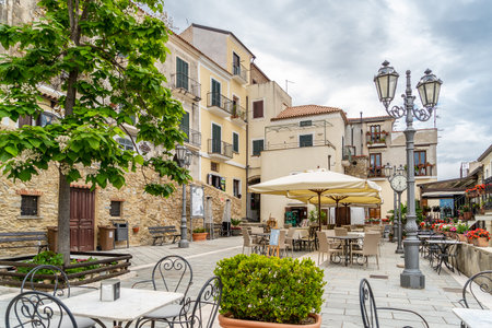Castellabate, Cilento Coast, Italy, June 2020: Famous Place, The small main square of Castellabate,...