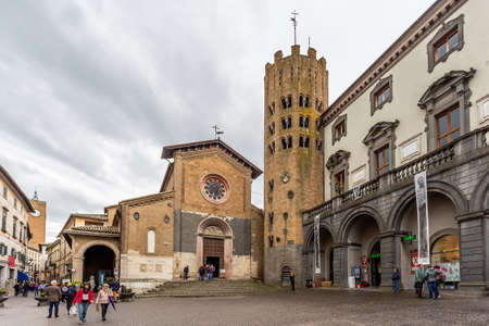The church of Sant Andrea and Bartolomeo in Orvieto, Located next to the Town Hall in Repubblica square, Umbria, Italyのeditorial素材
