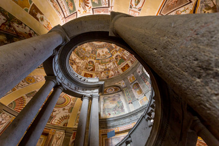 Inside of Farnese Palace, Villa Farnese, famous villa with wonderful garden, Caprarola, Viterbo northern Lazio, Italyのeditorial素材