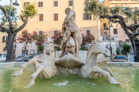 The Fountain of Neptune, located in old town of Nettuno city, Province of Rome, Italyのeditorial素材