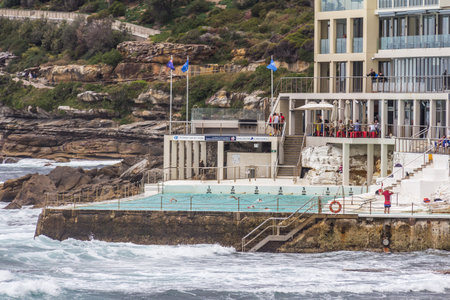 The Bondi Icebergs swimming pool at Bondi Beach, Sydney Australiaの写真素材