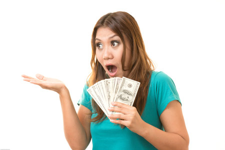 I was glad to get the moneyの写真素材