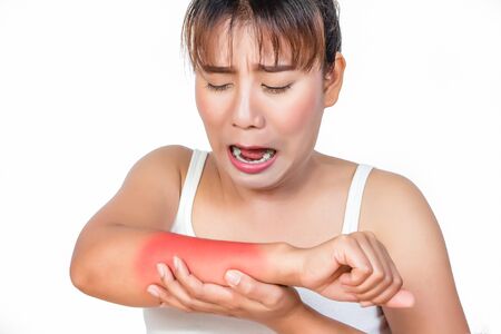 Asian woman having arm painの写真素材