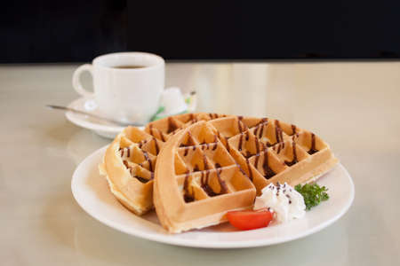 Waffles are really delicious foodの写真素材