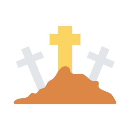 Tombstone, graveyard, halloween concept in colorful, cartoon illustrationのイラスト素材