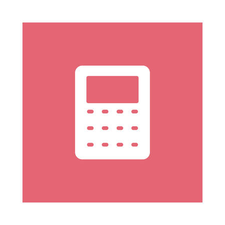 A calculator icon on pink background, vector illustration.のイラスト素材