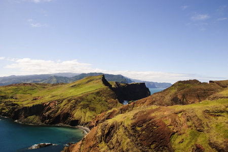 Hilly Landscape of Madeira Island, Portugalの写真素材