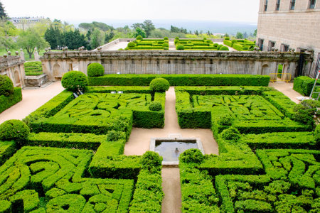 El Escorial monastery with garden, Madrid, Spainのeditorial素材