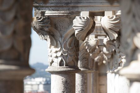 Pillar detail at castle of Leiria, Portugalの写真素材