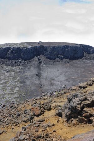 View from Pico mountain over its volcanic crater, Pico island, Azoresの写真素材