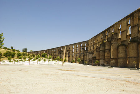 Old roman aqueduct in Elvas, Portugal のeditorial素材