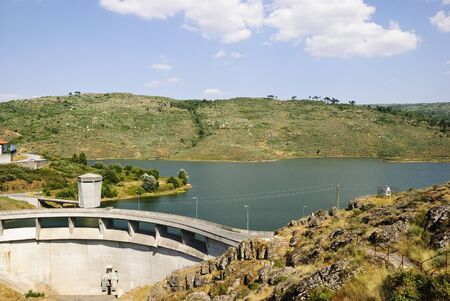 River dam for hydroelectric power stationの写真素材