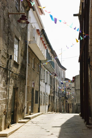 Street in historic center of Guarda, Portugal