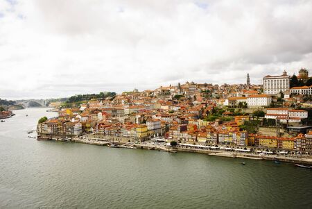 View to Ribeira, old part of Porto with Douro riverの写真素材