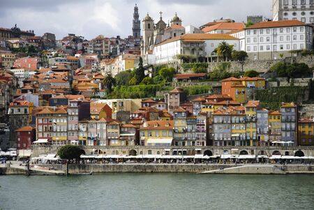 View to Ribeira, old part of Porto with Douro riverの写真素材