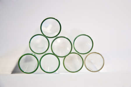 Empty epruvetes, common research equipment on white deskの写真素材