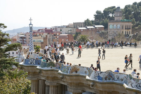 BARCELONA, SPAIN - MARCH 9: Park Guell, Barcelona, Catalonia, Spain in March 9, 2013のeditorial素材