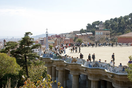 BARCELONA, SPAIN - MARCH 9: Park Guell, Barcelona, Catalonia, Spain in March 9, 2013のeditorial素材