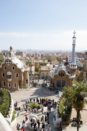 BARCELONA, SPAIN - MARCH 9: Park Guell, Barcelona, Catalonia, Spain in March 9, 2013のeditorial素材