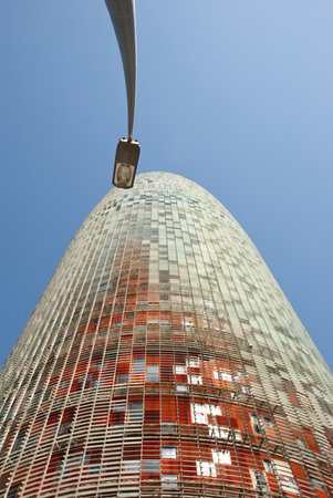 BARCELONA, SPAIN - MARCH 10: Agbar Tower designed by Jean Nouvel on March 10, 2013.のeditorial素材