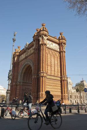 BARCELONA, SPAIN - MARCH 10: Arch de Triumf in Barcelona, Spain in March 10, 2013.のeditorial素材