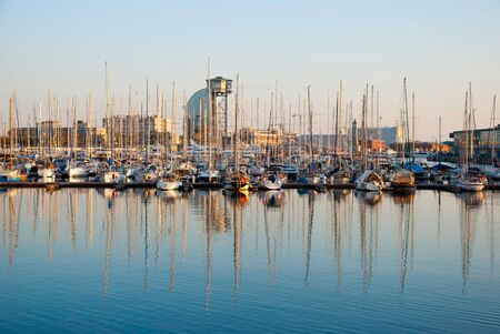 Yacht and sailing boat harbor, Barcelona, Spainの写真素材