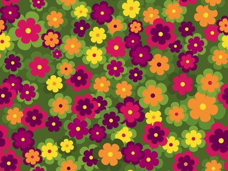 Seamless flower vecotr pattern on green backgroundのイラスト素材