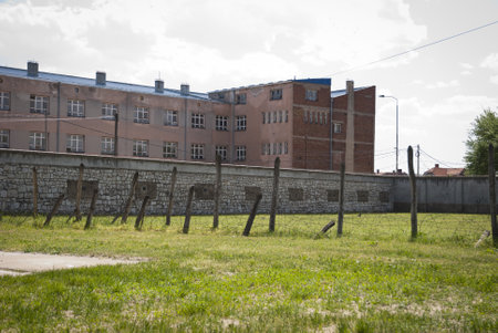 Fence around concentration camp during the second world war in Nis, Serbiaのeditorial素材